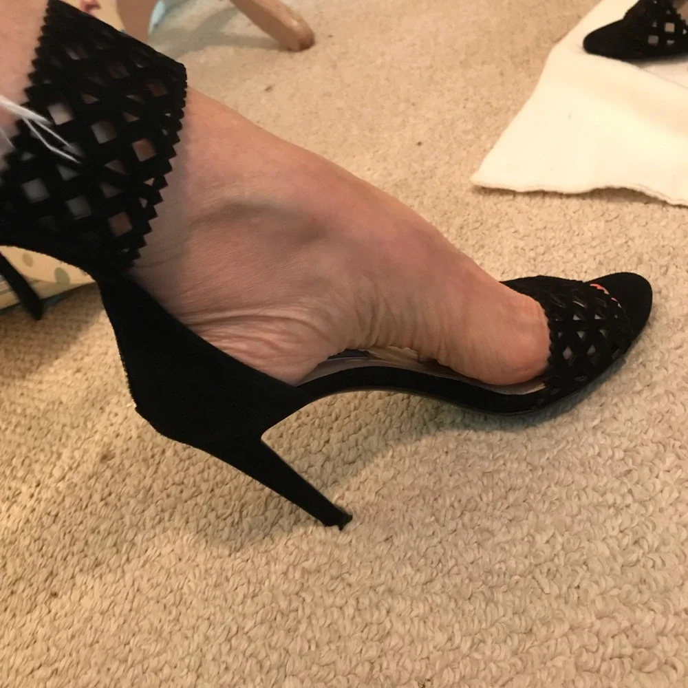 Prada suede pumps with cutouts 8 black $1140 gently worn cruise only - Picture 3 of 14